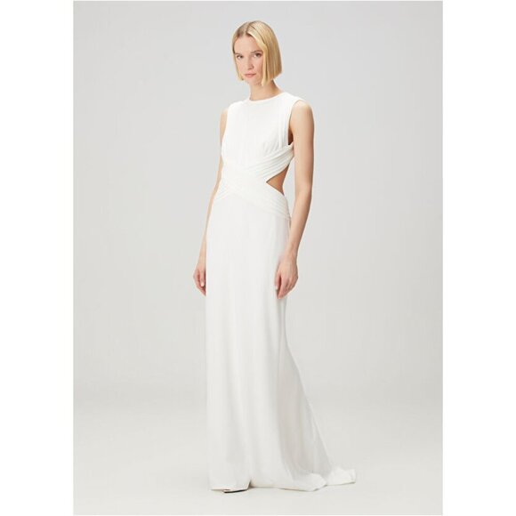 TADASHI SHOJI Tenney Maxi Evening Dress in White Size Medium - Picture 8 of 9